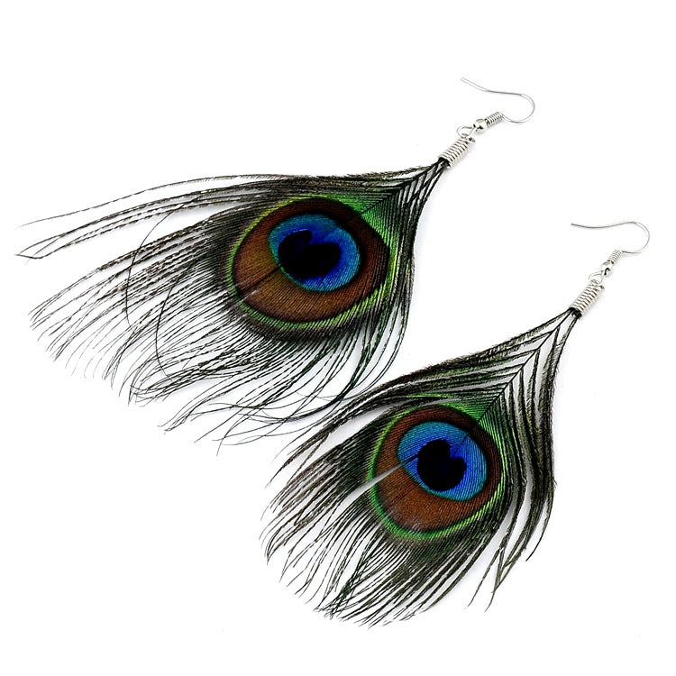 Wholesale Ethnic Wind Peacock Feather Earrings